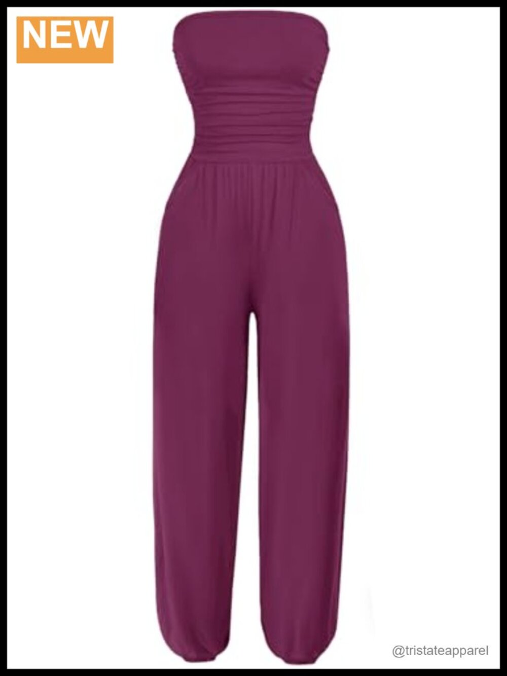 AuXDIO Strapless Off Shoulder Sleeveless Backless Jumpsuit with Pockets